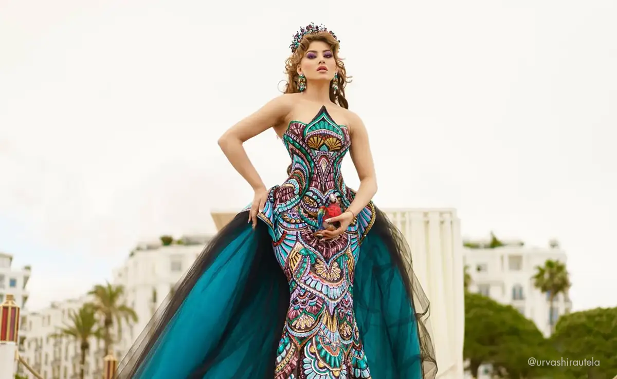 Urvashi Rautela Carries ₹4 Lakh Parrot Clutch at Cannes 2025 Red Carpet